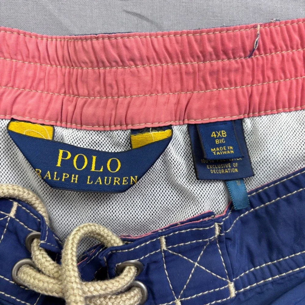 Polo Ralph Lauren Mens Navy Blue‎ Swim Trunks Cargo Board Shorts 4XB Big